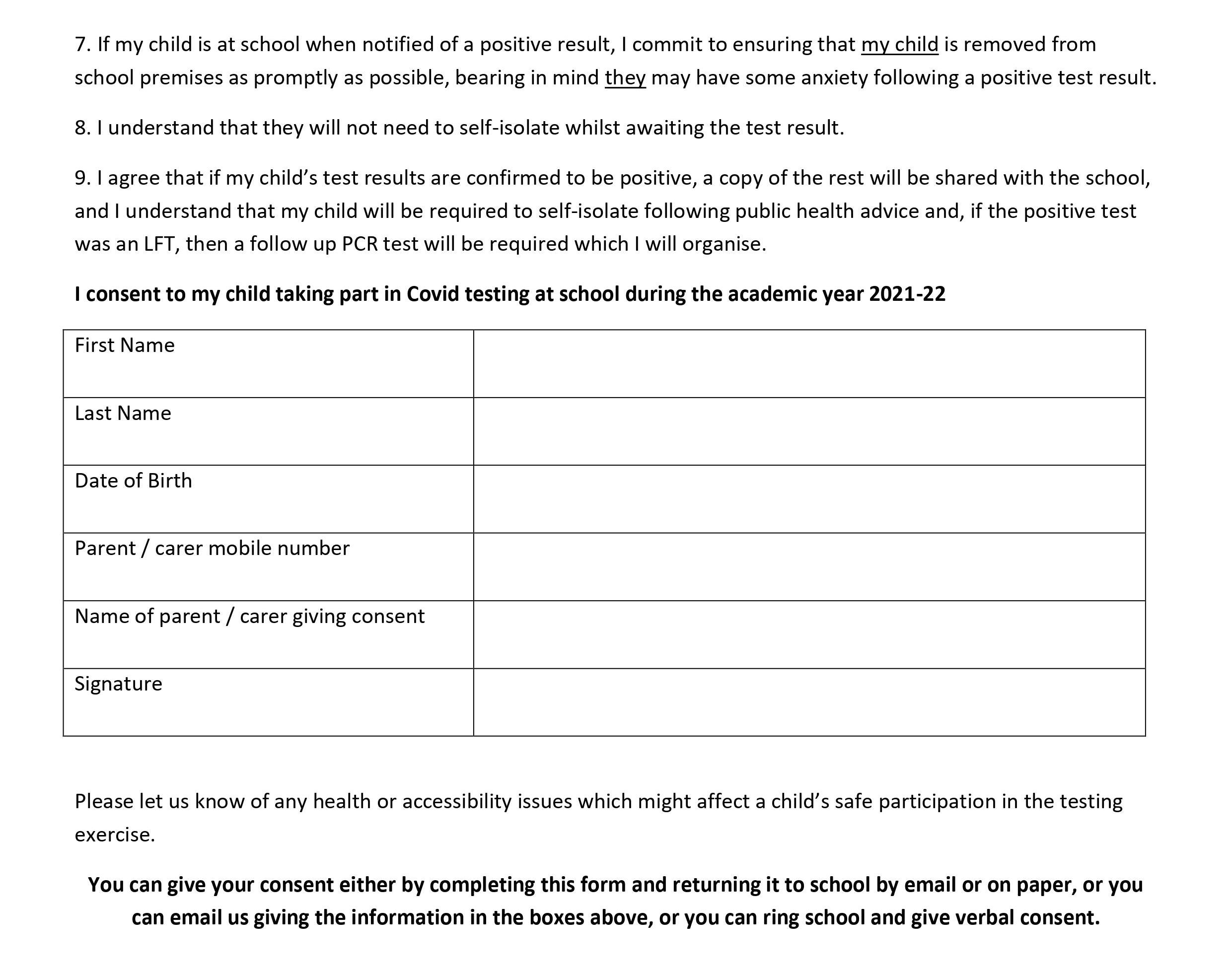Consent form Y7 August 2021 page 2