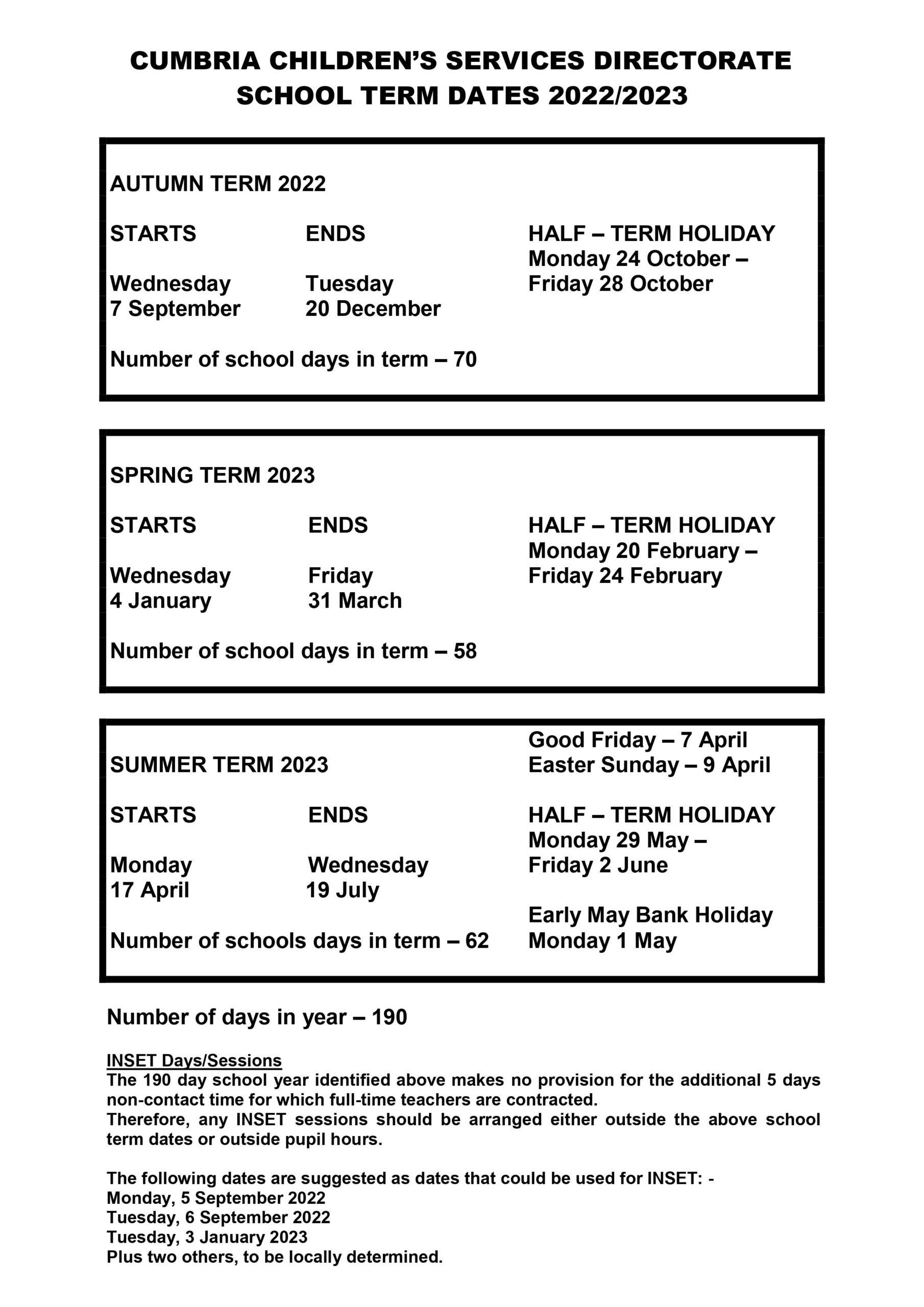 Term Dates – Beacon Hill Community School